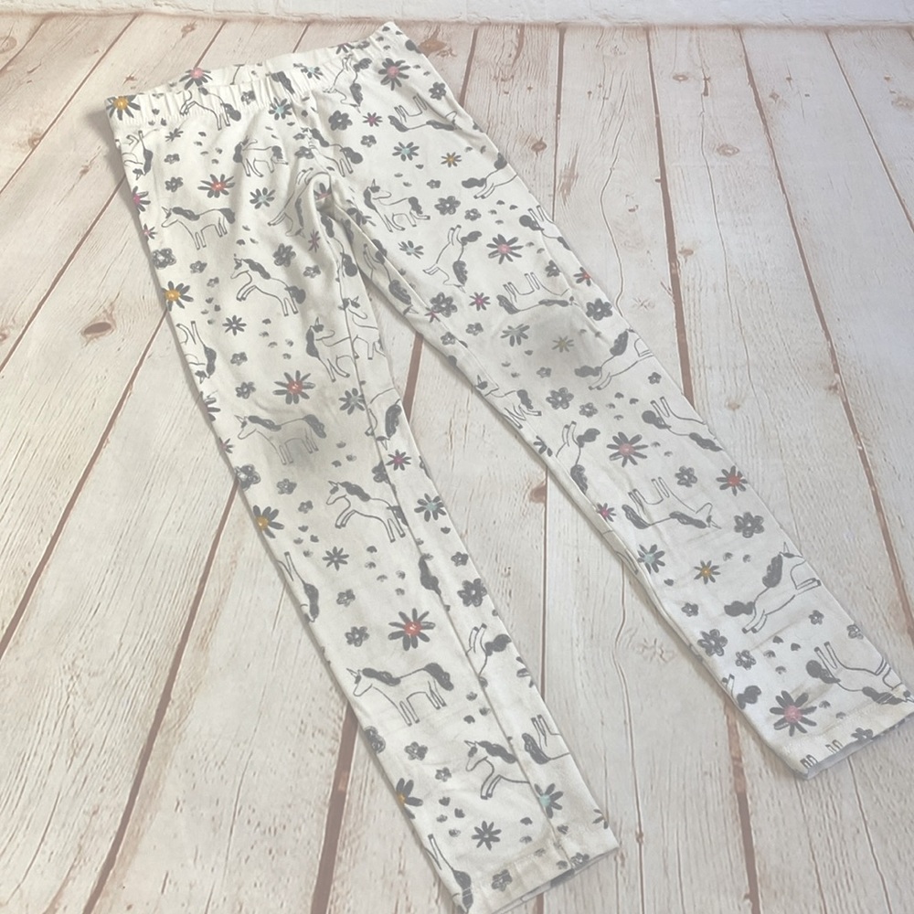 Cat & Jack Ivory White Girls Gray Print Unicorn Leggings Pants